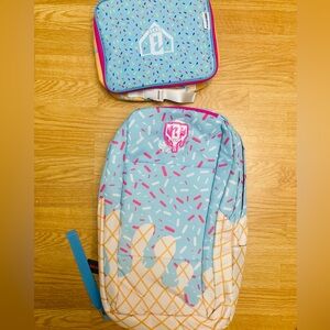 NWT baseball lifestyle blue ice cream backpack with lunchbox